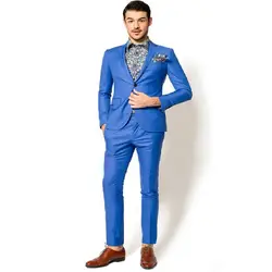 2018 высокое качество 2 шт. жениха мужской костюм Смокинг Синий Нарядные Костюмы для свадьбы для мужчин индивидуальный заказ мужской костюм