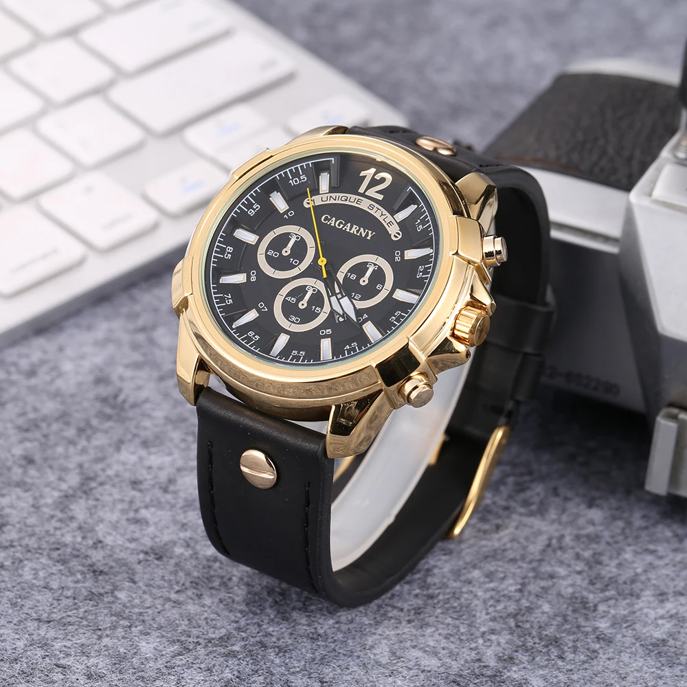 cool big case watch men golden analog quartz mens watches military style watch man free shipping dz watches (6)