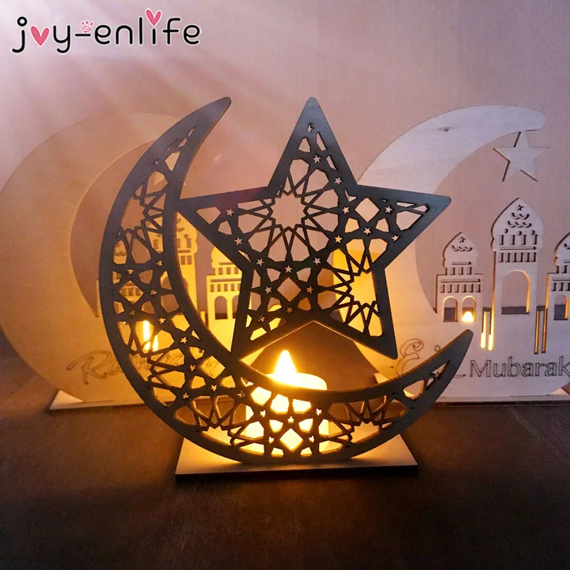 

Ramadan Wooden Eid Mubarak Decoration For Home Moon Islam Mosque Muslim Wooden Plaque Hanging Pendant Festival Party Supplies