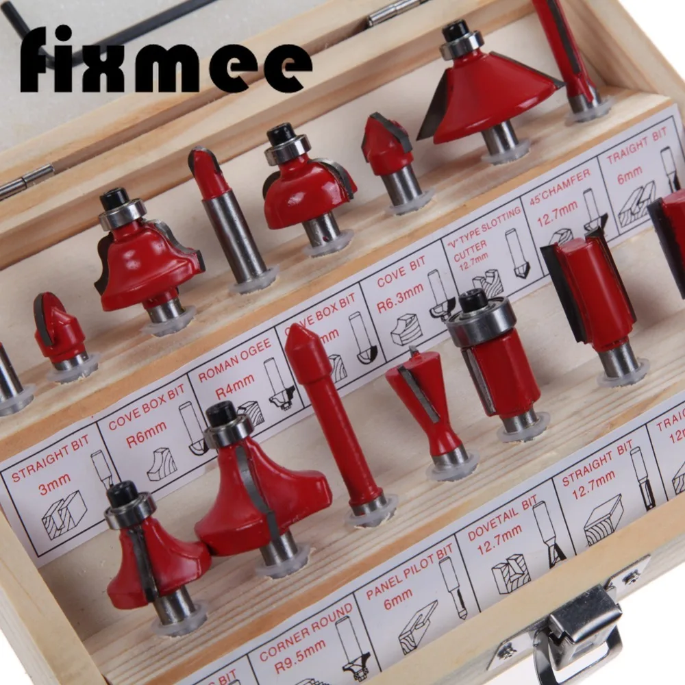  15Pcs/Set Milling Cutter Machine Tools Set Router Bit for Wood Cutters Carbide Shank Mill Milling W
