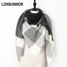 2017 New Fashion Winter Scarf For Women Scarf Luxury Brand Triangle Plaid Warm Cashmere Scarves Blanket Shawls 140*140*210CM
