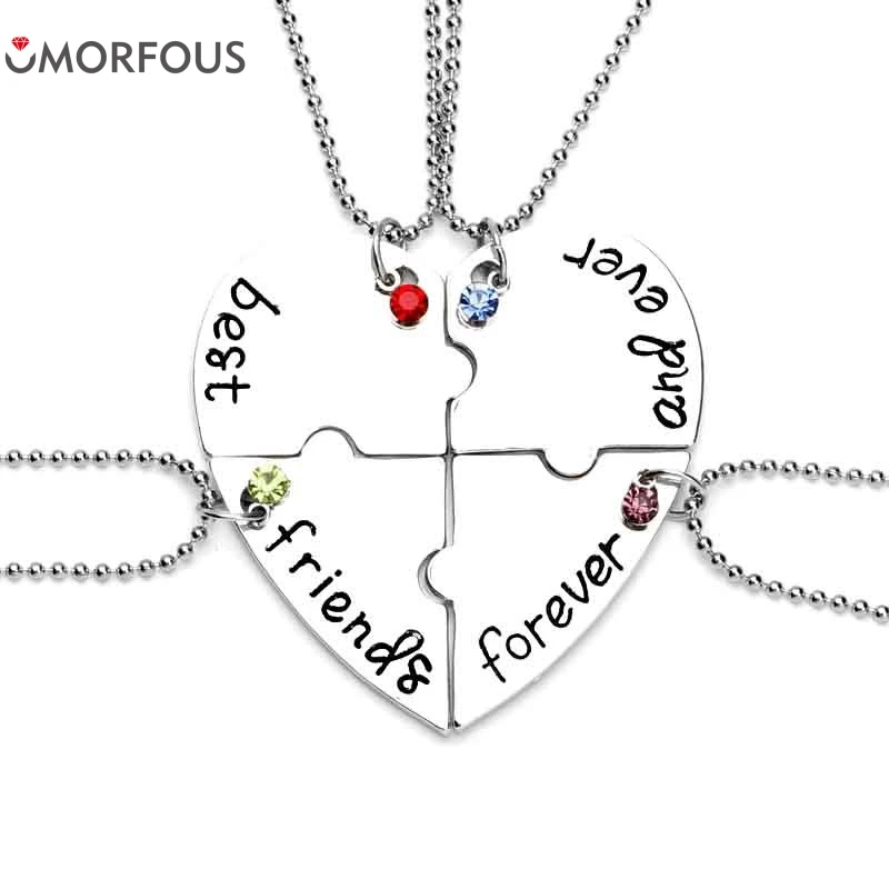 10 Sets/Lot OMRFOUS  Friendship Broken Heart Parts 4 Best Friend Necklaces & Pendants Share With Your Friends Forever Gifts