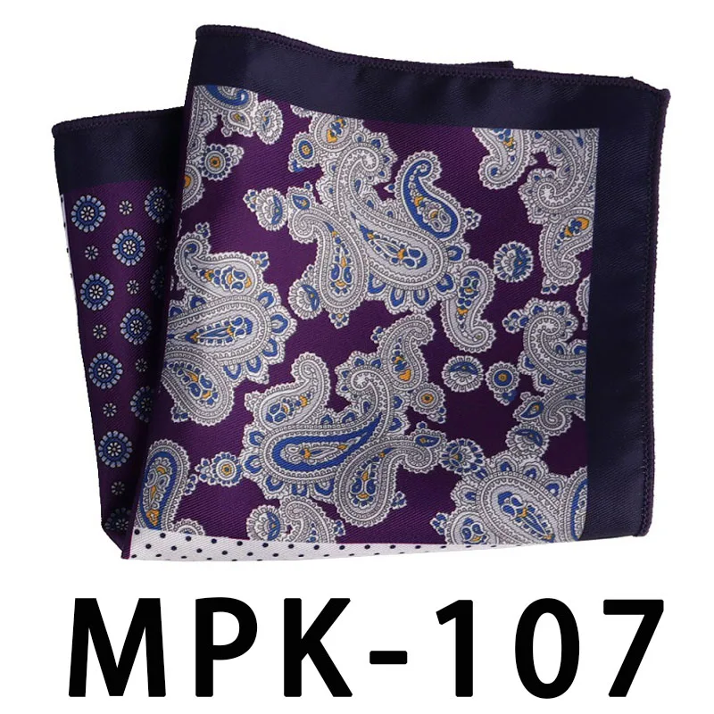 MPK-107 YISHLINE отличительный мужской носовой платок Карманный квадратный шелковый человек в горошек Пейсли мужские нагрудные платки свадебные праздничные аксессуары на подарок - Цвет: MPK-107