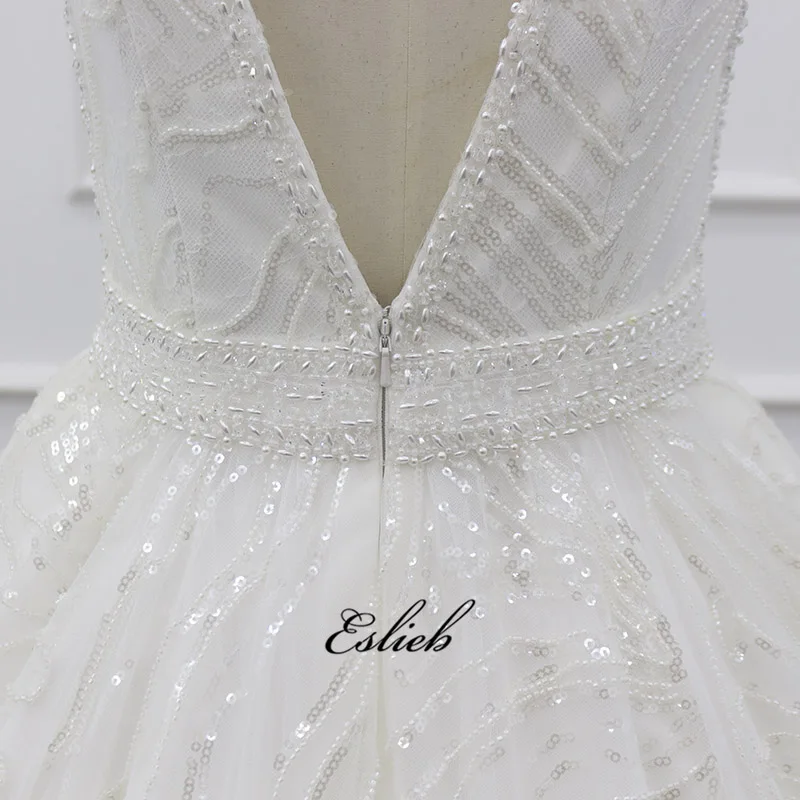 Eslieb с v-образным вырезом и бусинами свадебное платье 2019 свадебное платье es A Line полное тело Бусы Свадебные платья Hochzeitskleid Vestidos