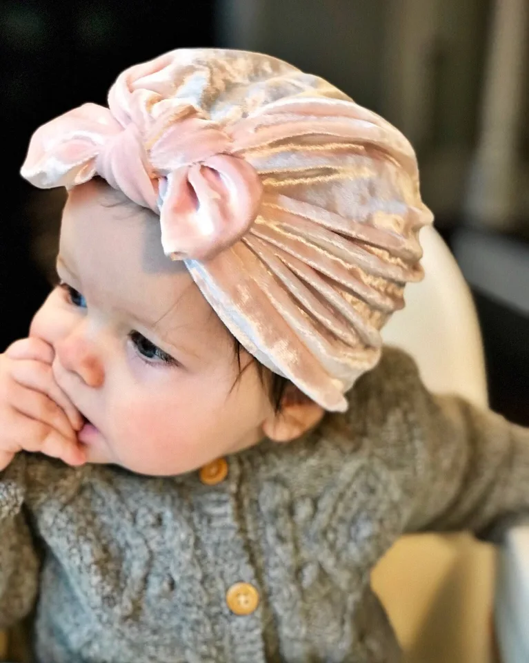 New Velvet Rabbit Ears Indian Hat Bandanas Baby Girls Kids Turban