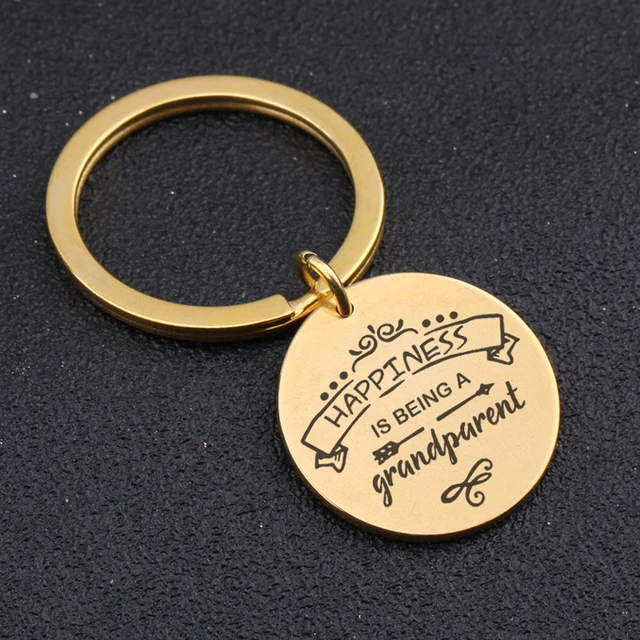 Stainless Steel Engraved Keychain for Grandparents