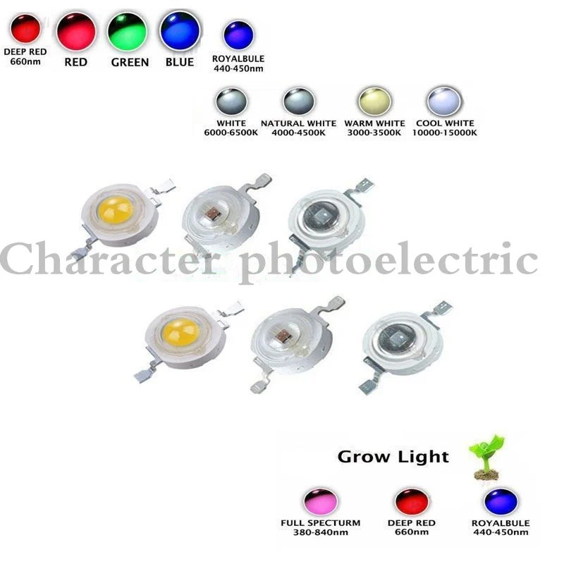 10 шт. 1 Вт 3 Вт 5 Вт Светодиодный светильник высокой мощности, красный, зеленый, синий, желтый, RGB, белый(нейтральный белый), теплый белый, холодный белый УФ-голубой