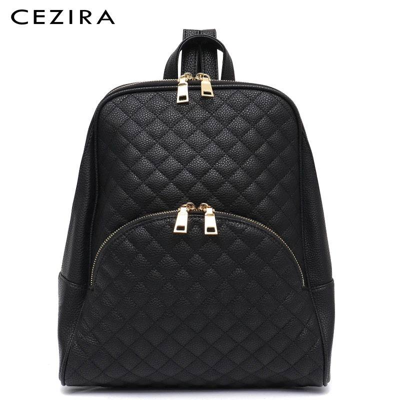 Womens Wide-Compartment Tassel Zip Faux Leather Backpack Rucksack School Bag