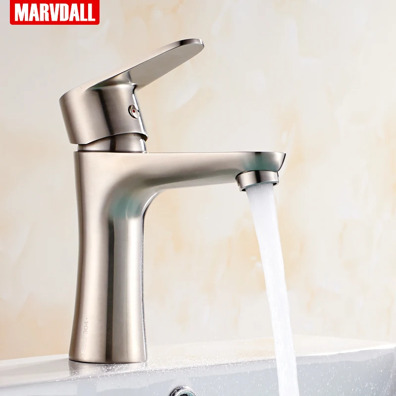 Stainless steel bathroom basin faucets hot and cold water single handle