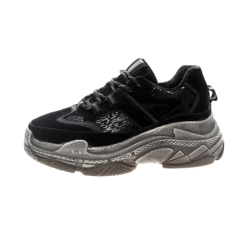 

2018 winter new fashion high-heeled casual shoes women's waterproof platform with running shoes large size 9 40.