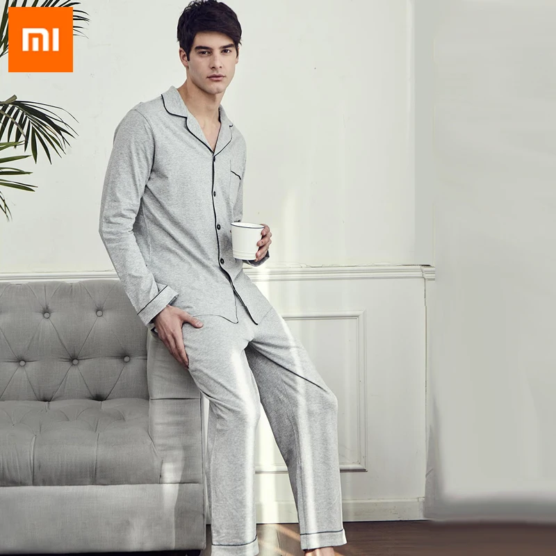 

Xiaomi instant me 100% Cotton Cuban collar knitwear suit Gentleman home apparel comfortful high quality