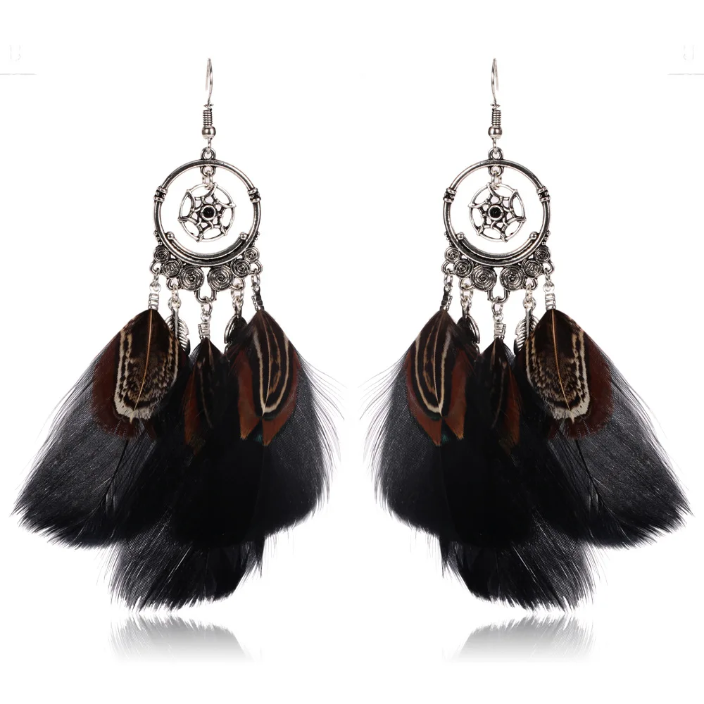Серьги Кофе Черный перья женские aretes oorknopjes pendientes mujer moda букле d'oreille brincos 2017 Bijoux