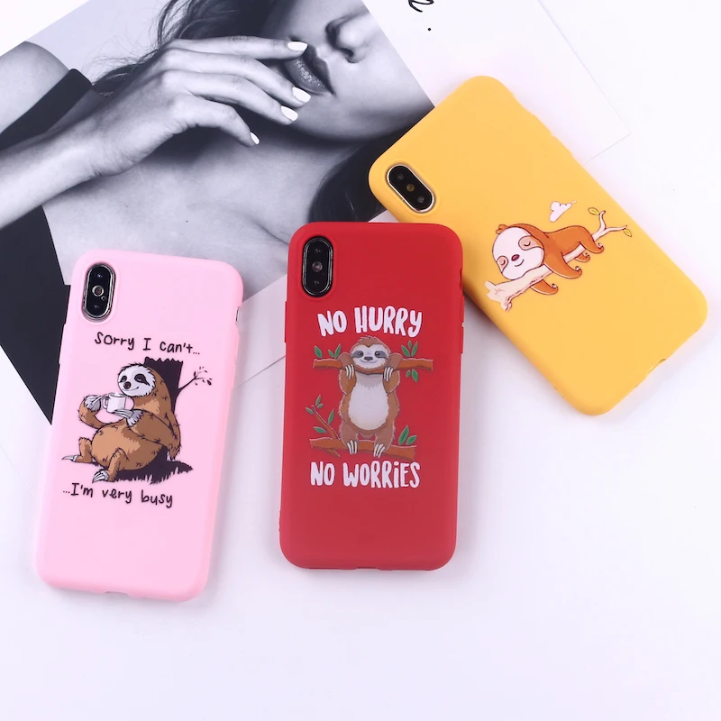 

Cute Sloth Cartoon Animals Funny Soft Silicone Candy Case Cover Coque Fundas For iPhone 11 Pro Max 6 5S 8 8Plus X XS Max 7 7Plus