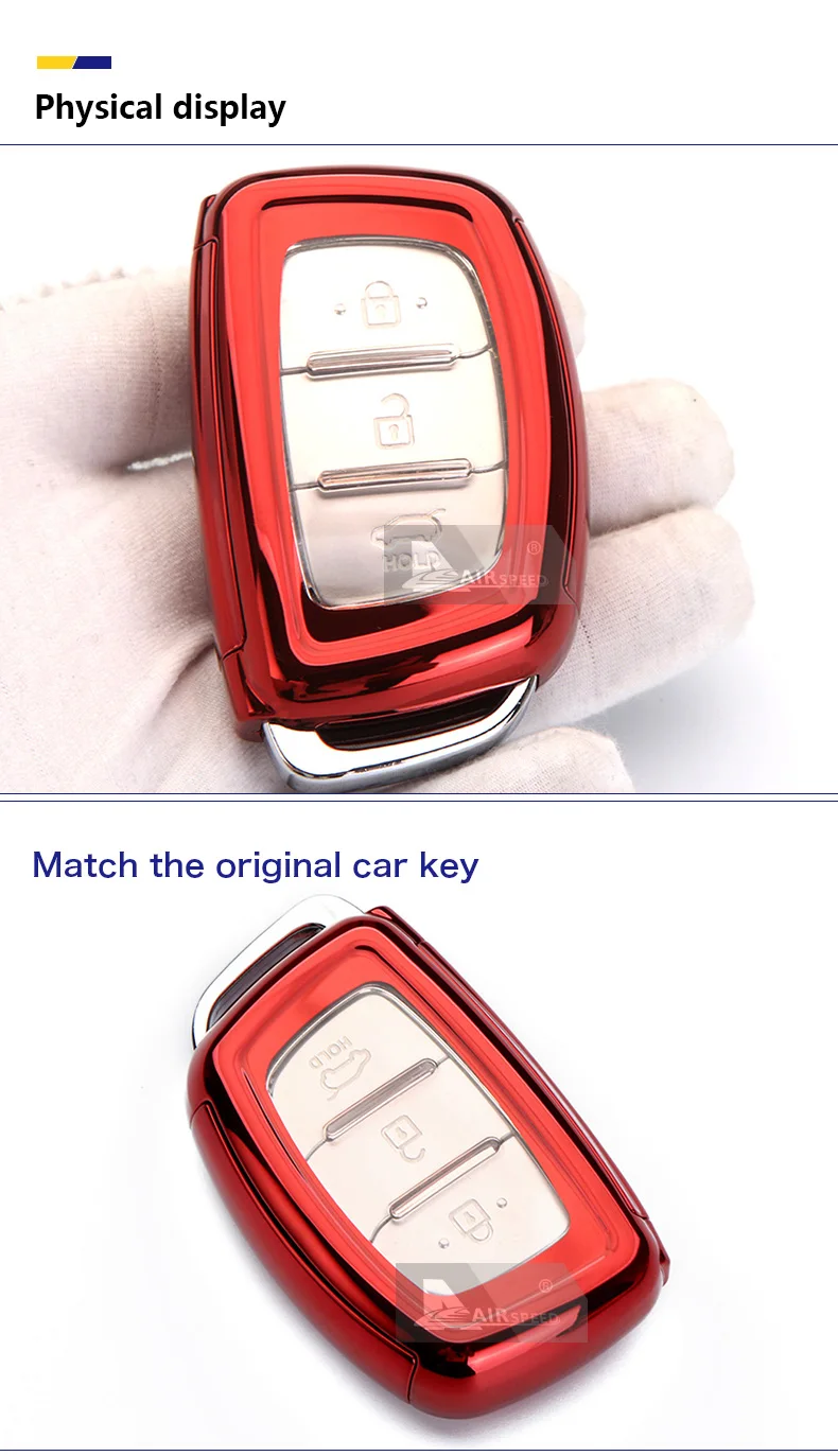 AIRSPEED TPU 3 Button Smart Car Key Case Key cover Key shell for Hyundai IX35 Tucson 2016 2017 Solaris Sonata IX25 Mistra Verna (4)