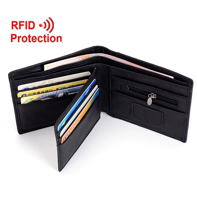  Free shipping 2016 new stylish RFID BLOCKING Men wallet+ genuine cow Leather +Bifold Purse with coin pocket+ RFID protection RF1 