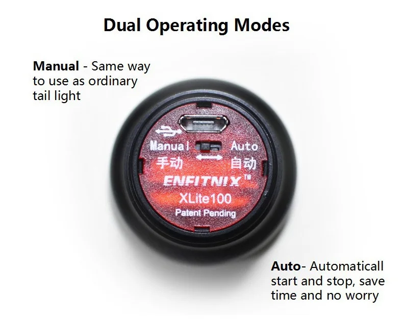 XLITE100 умный цикл задняя лампа ж/тормозной светильник Авто/ручное управление до 50 часов время горения сплав корпус USB зарядка