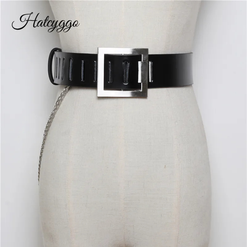 HATCYGGO Genuine Leather Waist Belt Chain Punk Hip hop Trendy Women