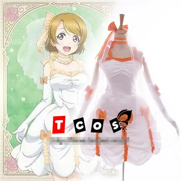 

Bridesmaids Cosplay Costume Lovelive Koizumi Hanayo White Dress Custom Made Free Shipping A