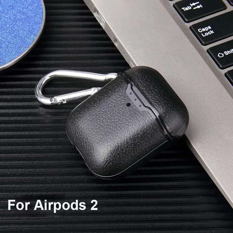 Для гарнитура для Airpods чехол личи кожаный узор мягкий ТПУ Bluetooth беспроводной Чехол для наушников для Airpods 2 Беспроводная зарядка коробка - Цвет: Black For Airpods 2