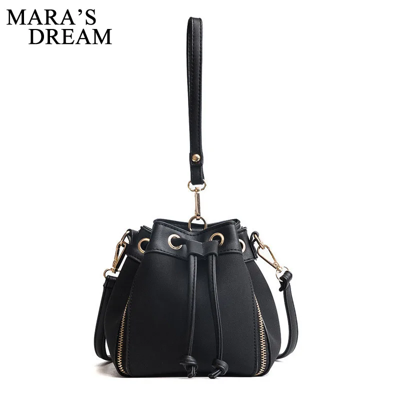 

Mara's Dream 2018 Fashion PU Leather Handbags Women Tote Shoulder Bucket Solid Color Women Bag Luxury Ladies Messenger Bag Sac