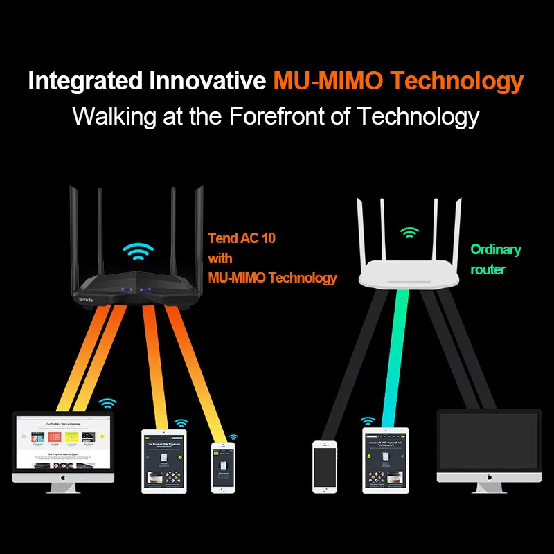 Tenda AC10 Гигабитный беспроводной wifi роутер двухдиапазонный 2,4G/5G wifi роутер 1000 Мбит/с Беспроводной ретранслятор 802.11AC интеллектуальное управление приложением