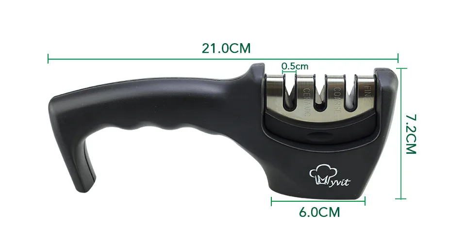 Точилка для ножей, 3 этапа, Профессиональная кухонная заточка, точильный камень, точильный камень, вольфрам, Алмазный керамический точильный инструмент - Цвет: black