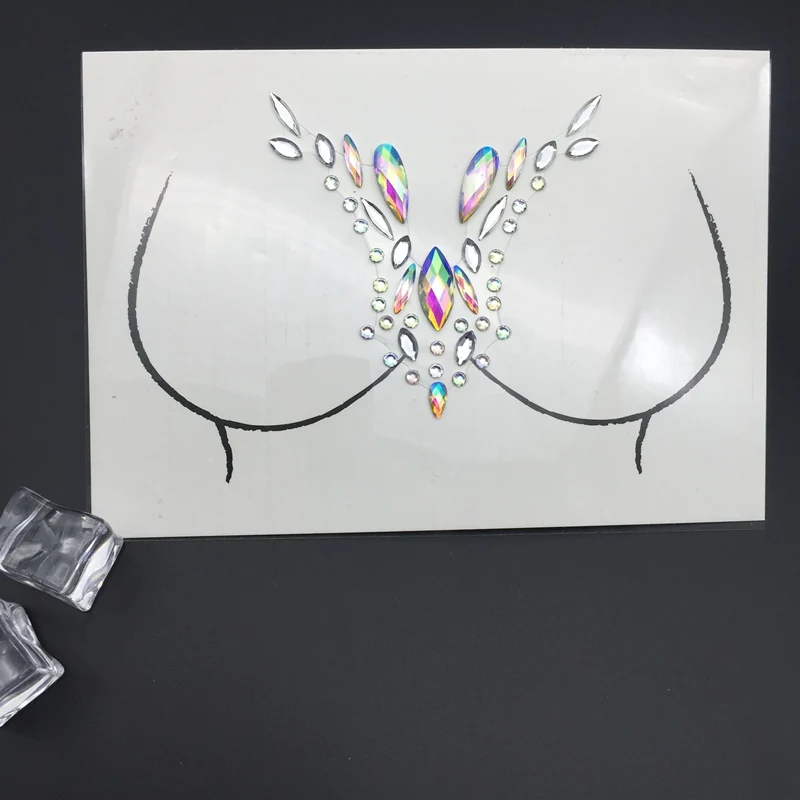 Pulaqi наклейки на бюстгальтер с кристаллами DIY самоклеющиеся накладки на грудь и грудь прозрачные накладки на соски наклейки на бюстгальтер с лепестками F - Цвет: XT0003