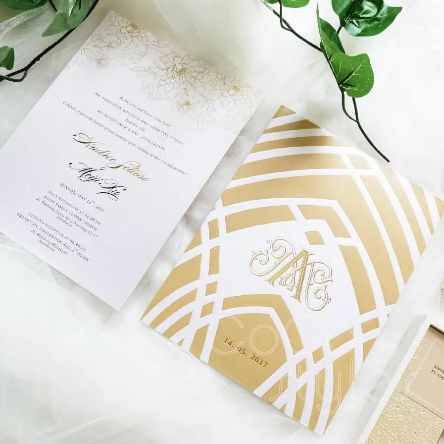  Cocostyles custom elegant hardcover invitation card with laser cut box and acrylic logo for wedding - 32880911273