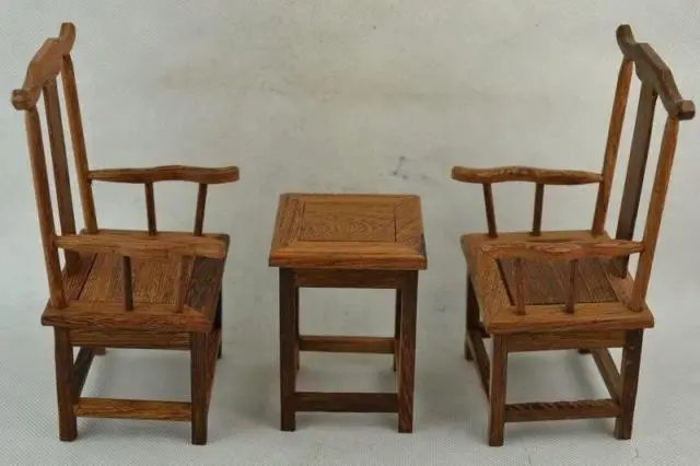 A Set Of Exquisite Chinese Classical Collectible Decorated Wonderful Handmade Mini Chair & Table Statues A Set Of Exquisite Chinese Classical Collectible Decorated Wonderful Handmade Mini Chair & Table Statues