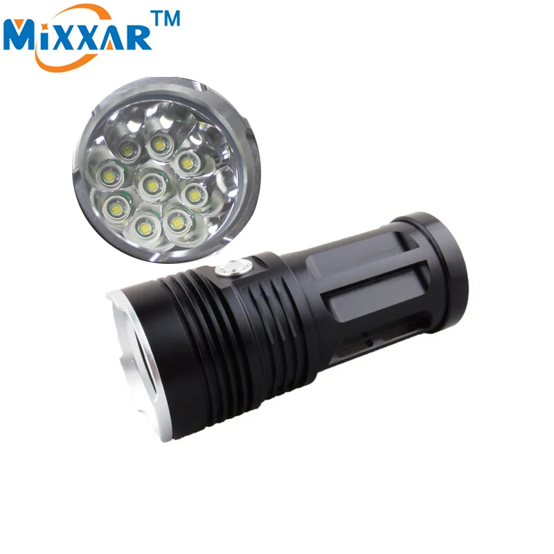 

RU ZK50 9x Cree XM-L T6 18000LM LED Flashlight LED Torch LED Beads High Powers Lantern Suitable 4x18650 Battery For Camping