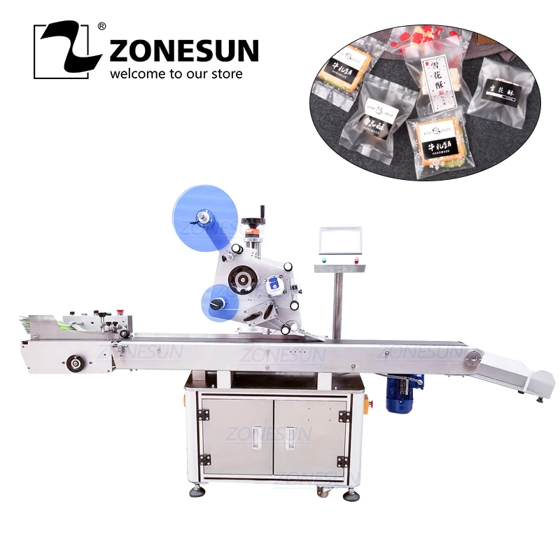 

ZONESUN XL-T832 Automatic Sticker Adhesive Plane B Tag Food Paper Book Large Plastic Film Flat Packing Labeling Machine
