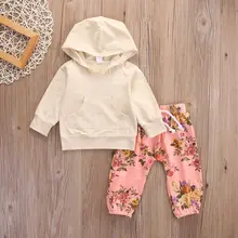 Newborn Baby Girls Long Sleeve T-shirt+Pants Outfits Hooded 2PCS Clothes Set