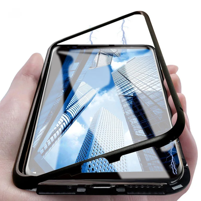 

360 Degree Flip Cover For Samsung Galaxy S10 Plus Magnetic Adsorption Flip Phone Cases For Samsung Galaxy S8 S9 Plus Note 8 9 S7