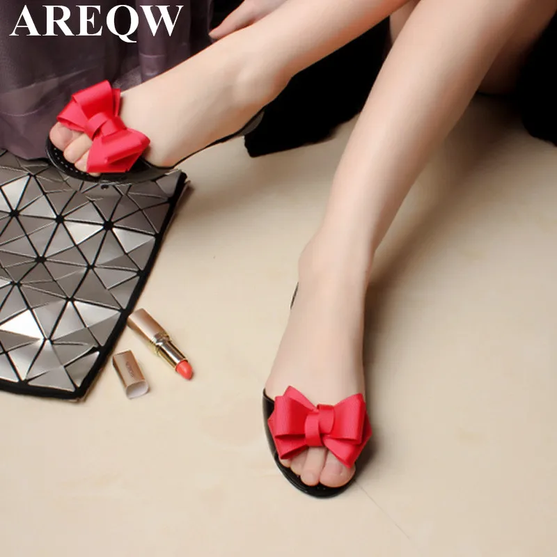 

2017 summer new bow women's shoes fashion beautiful and delicate flat-bottomed fish mouth sandals big size 35-40