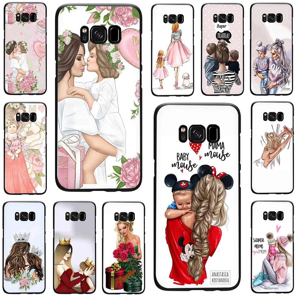 

Black Brown Hair Baby Mom Girl Woman Soft Silicone Case Cover For Samsung Galaxy S6 S7 Edge S8 S9 S10 plus S10e Note 8 9 10