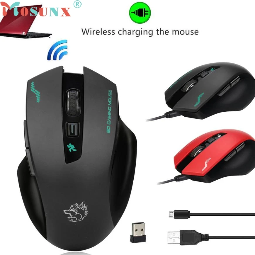 

Wireless charging mouse Rechargeable Wireless 2400DPI Gaming Mouse 2.4G Battery Gamer 6 Buttons Mice Pro Optical gift db6 p30