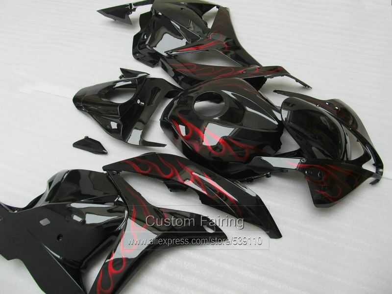 Впрыска ABS полный комплект обтекателей для HONDA CBR600RR 2009 2010 2011 2012 CBR 600 RR Красный Пламя в черном цвете Обтекатели 09-12 SZ27