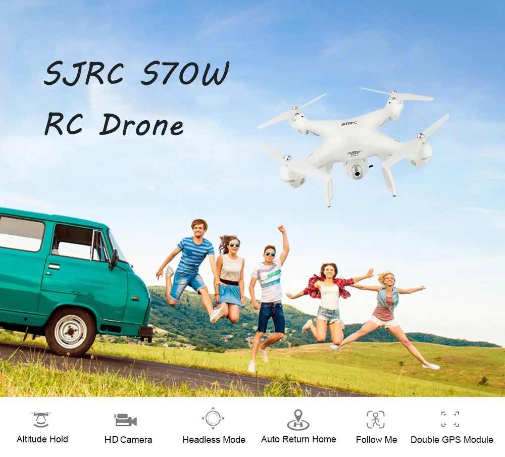 SJRC S70W Радиоуправляемый Дрон 1080 P 720 P WiFi FPV двойной gps модуль высота удерживайте за мной Безголовый режим