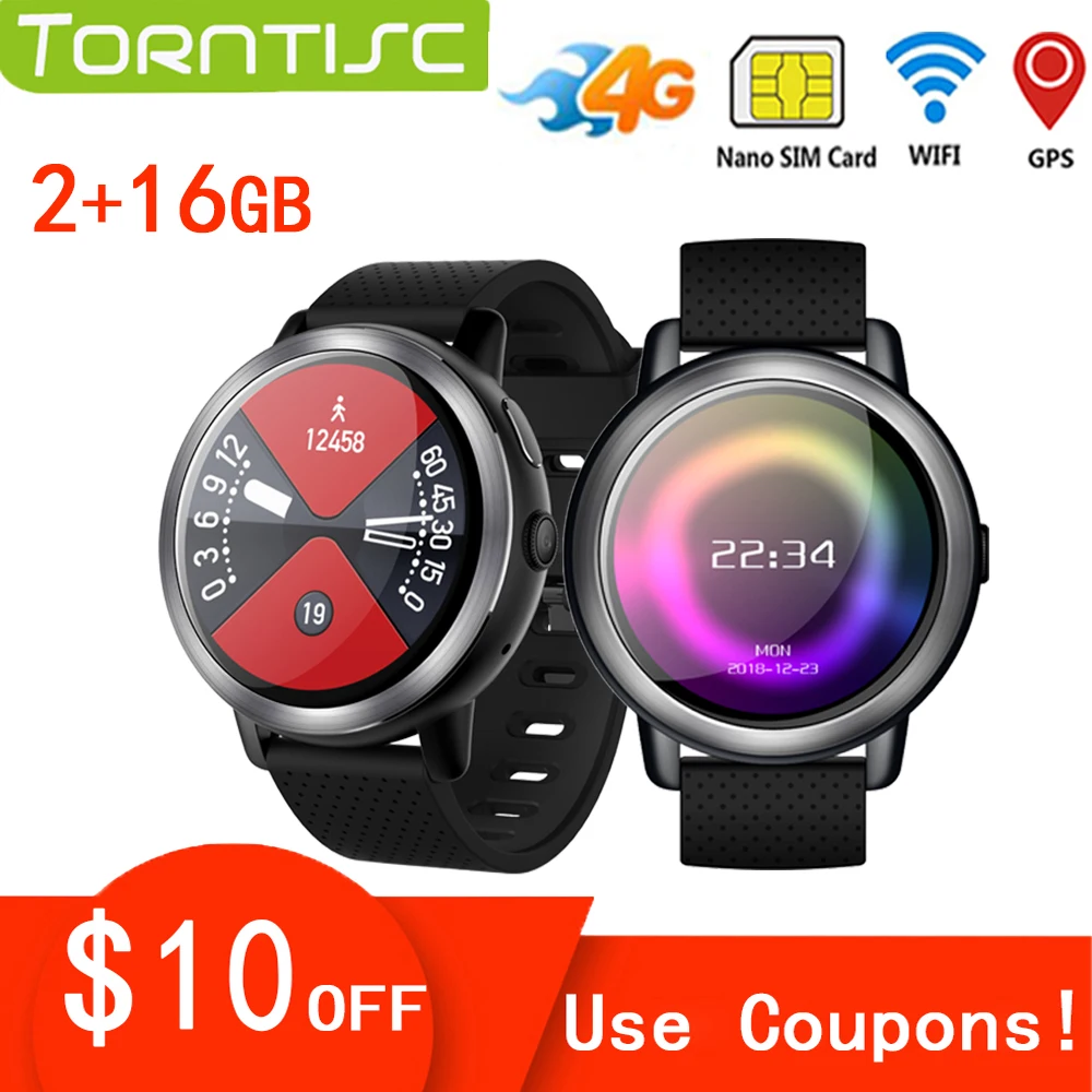 

Torntisc 1.39 inch 4G Smart Watch Android For Men Women Support GPS WiFi SIM Card Heart Rate Monitor 2GB+16GB Smartwatch PK LEM8