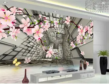 

customize 3d wall murals Peach red fashion simple living room 3d stereoscopic wallpaper for living room 3d wallpapers for wall
