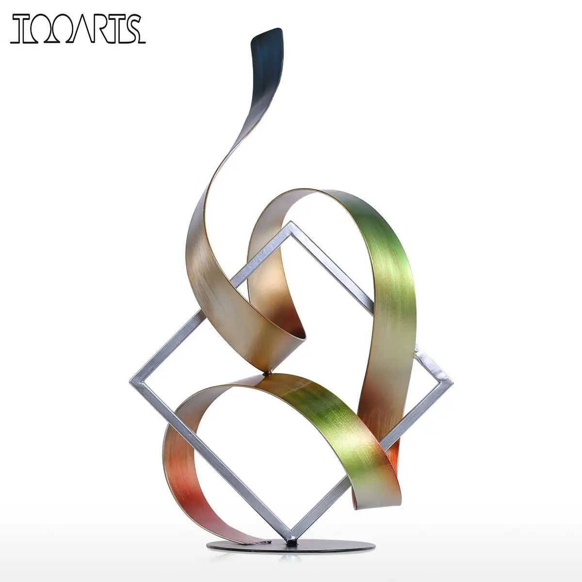 

Tooarts Statue Square and Ribbon Modern Sculpture Abstract Sculpture Metal Sculpture Indoor-Outdoor Home Decoration Accessories
