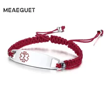 Персонализированные детские браслеты, регулируемые веревки, цепи, красные медицинские оповещения, индивидуальные ID браслеты, аллергия, эпилепсия, ювелирные изделия для детей и женщин
