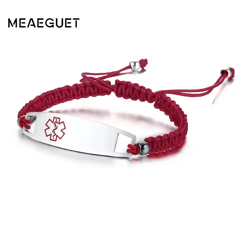 red medical alert bracelet