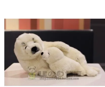 Free shipping new arrival Mother And Baby White Seal Doll Toys Simulation Greenland Seals Toy for children chrismas and new year new arrival white