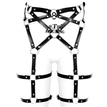 

Body Harness Adjust Leather Garter Belt Lingerie Sexy Punk Goth Black Cage Harness Bondage Garter Halloween Club Dance Rave Wear