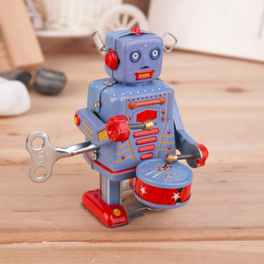 OCDAY Vintage Drumming Robot Metal Tin Clockwork Wind Up Tin Figure Toy Collectible Classic Toys For Boy Kids Christmas Gifts OCDAY Vintage Drumming Robot Metal Tin Clockwork Wind Up Tin Figure Toy Collectible Classic Toys For Boy Kids Christmas Gifts
