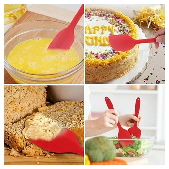 

3Pcs Red Heat-resistant Silicone Spoon Spatula Set Kitchen Utensil Set Silicone Cake Tools Set Non-stick Spatula Spoon