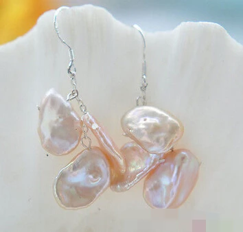 

1508 pink lamina KESHI REBORN PEARL dangle earring