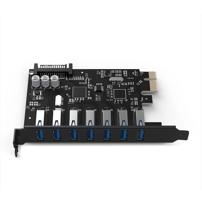 ORICO PVU3-7U 7 Port Super Speed USB3.0 5Gbps PCI-E Express card with a 15pin SATA power connector [VL805 and VL812 chipsets]
