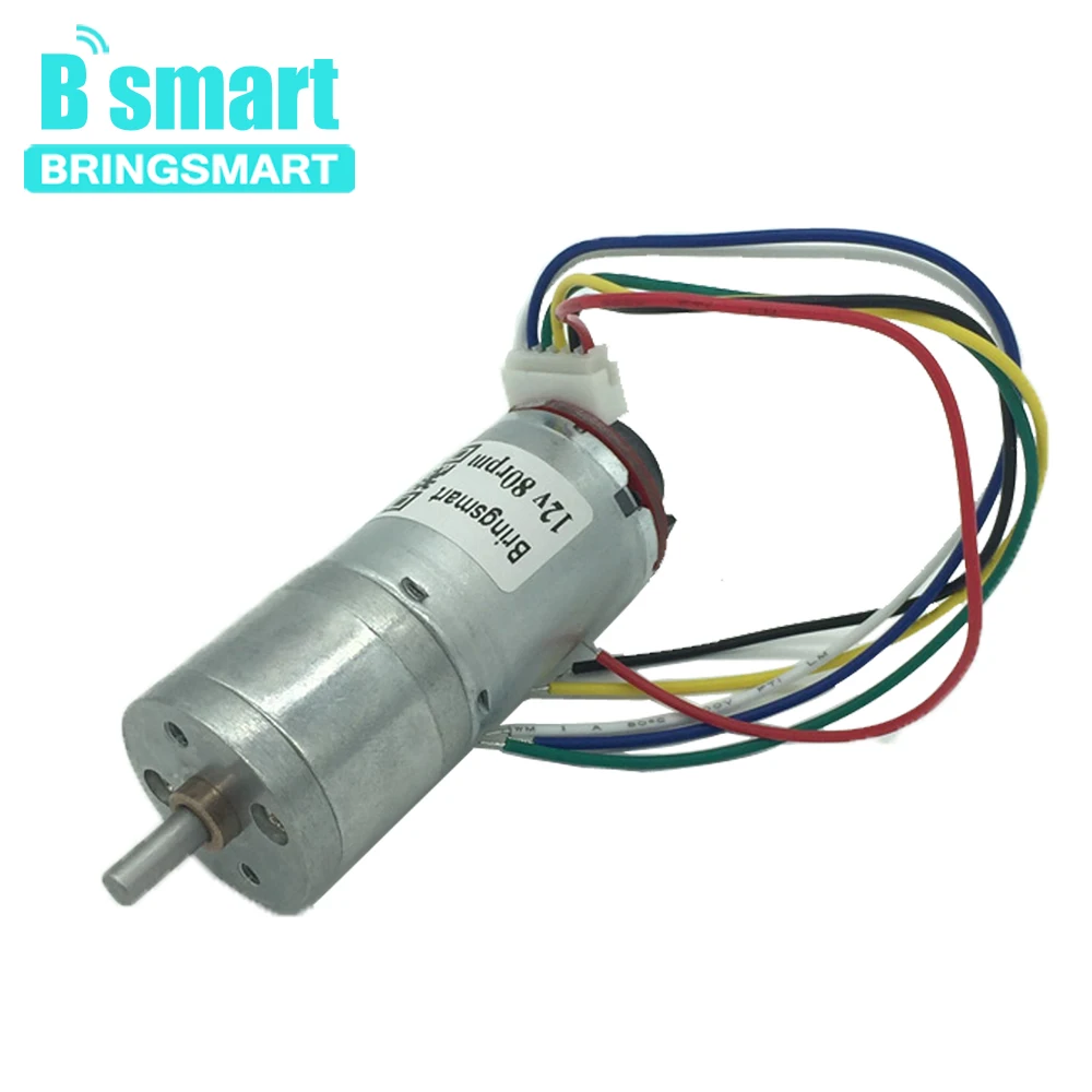 

Bringsmart JGA25-371 DC 12 Volt Motors with Encoder Gear Motor for High Torque Mini Electric Motor Metal Toys DIY